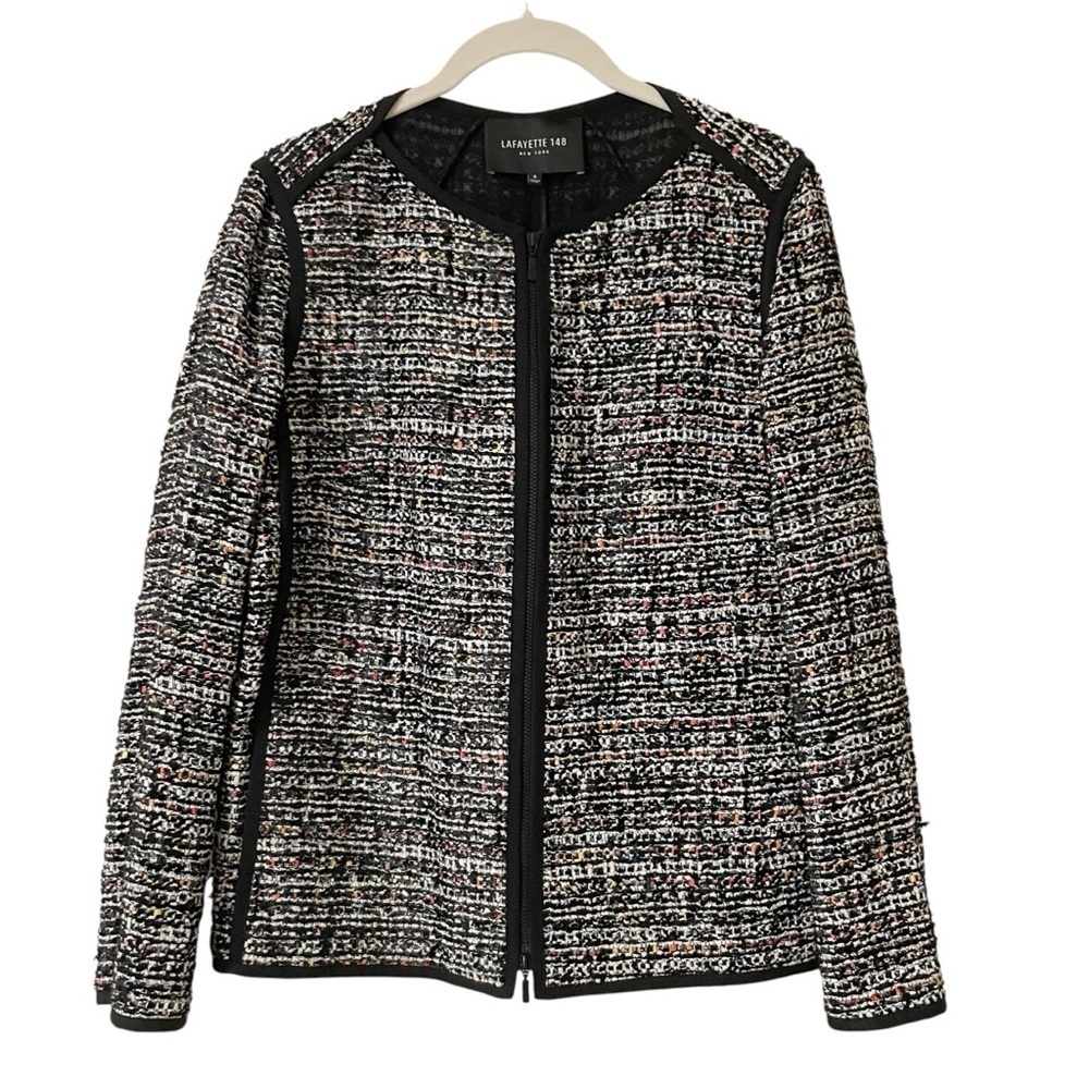 Lafayette 148 New York Black Blazer with Textured Tweed